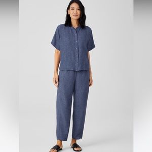 Eileen Fisher Washed Organic Linen Delave Lantern Pant